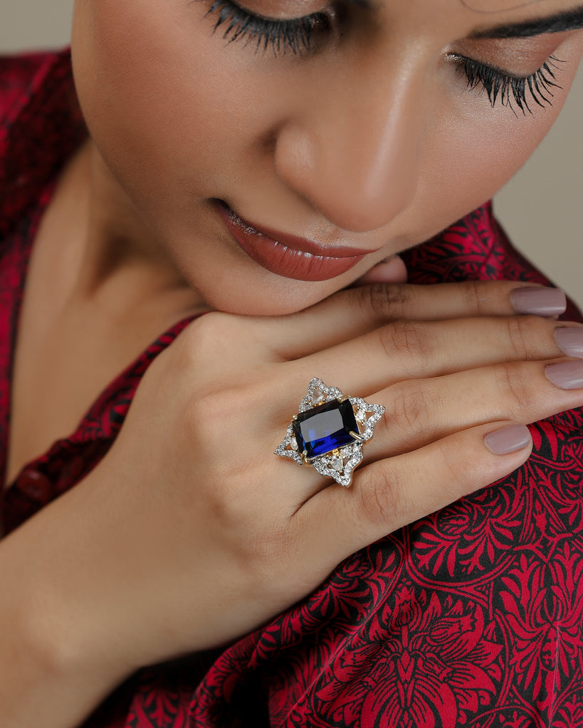 Blue Silver Blink Ring